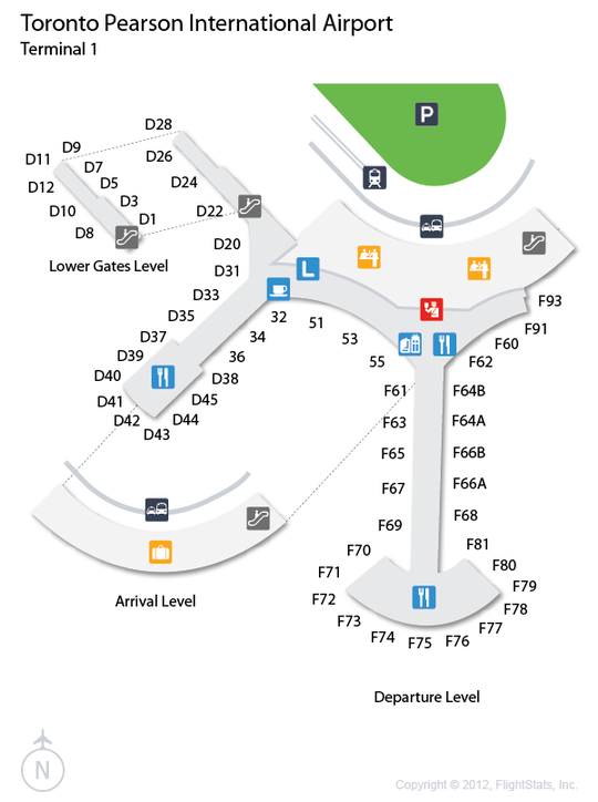 YYZ Pearson airport terminal 1 map